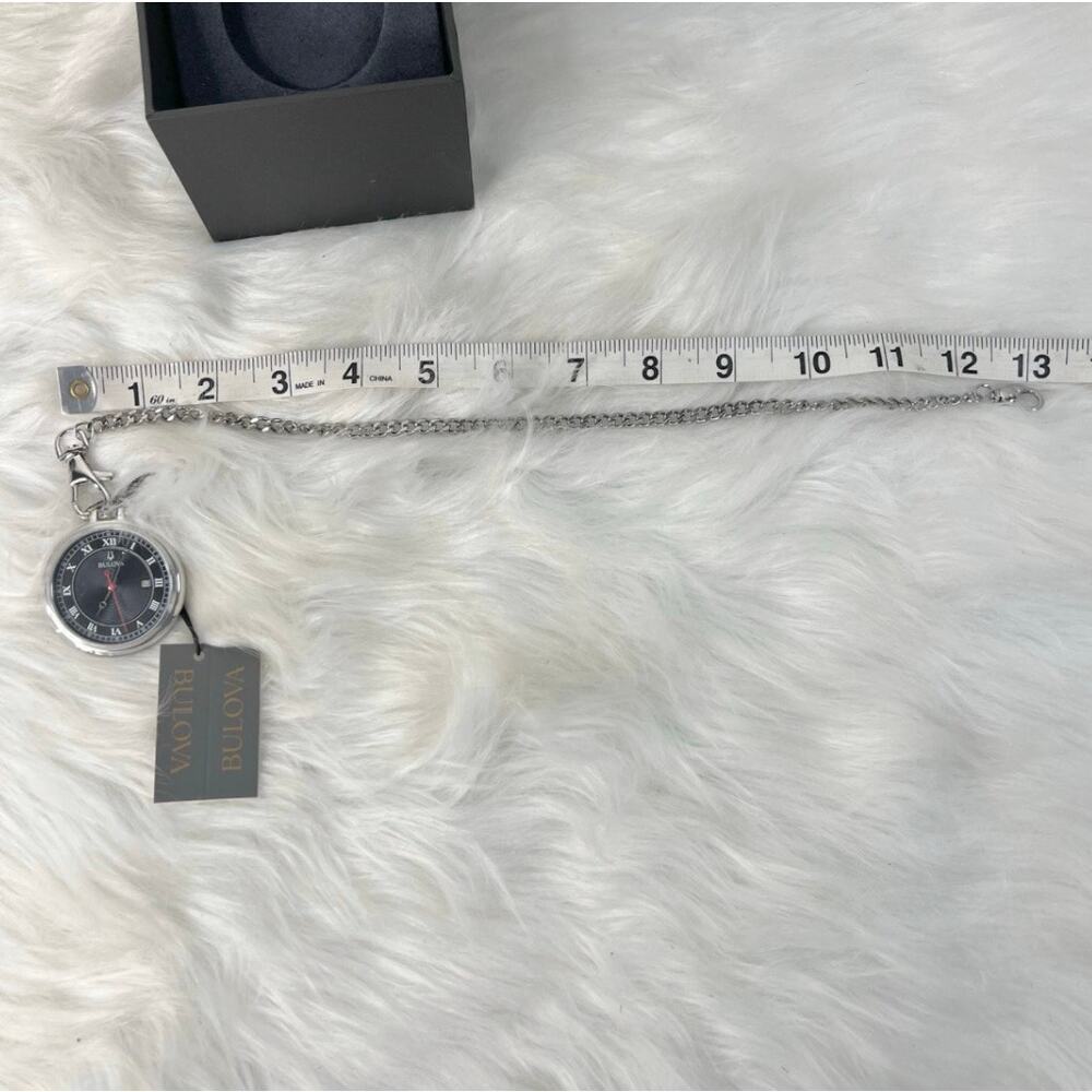 New Men’s Bulova Classic Pocket Watch 3-Hand Date Quartz Stainless Steel - Picture 5 of 6